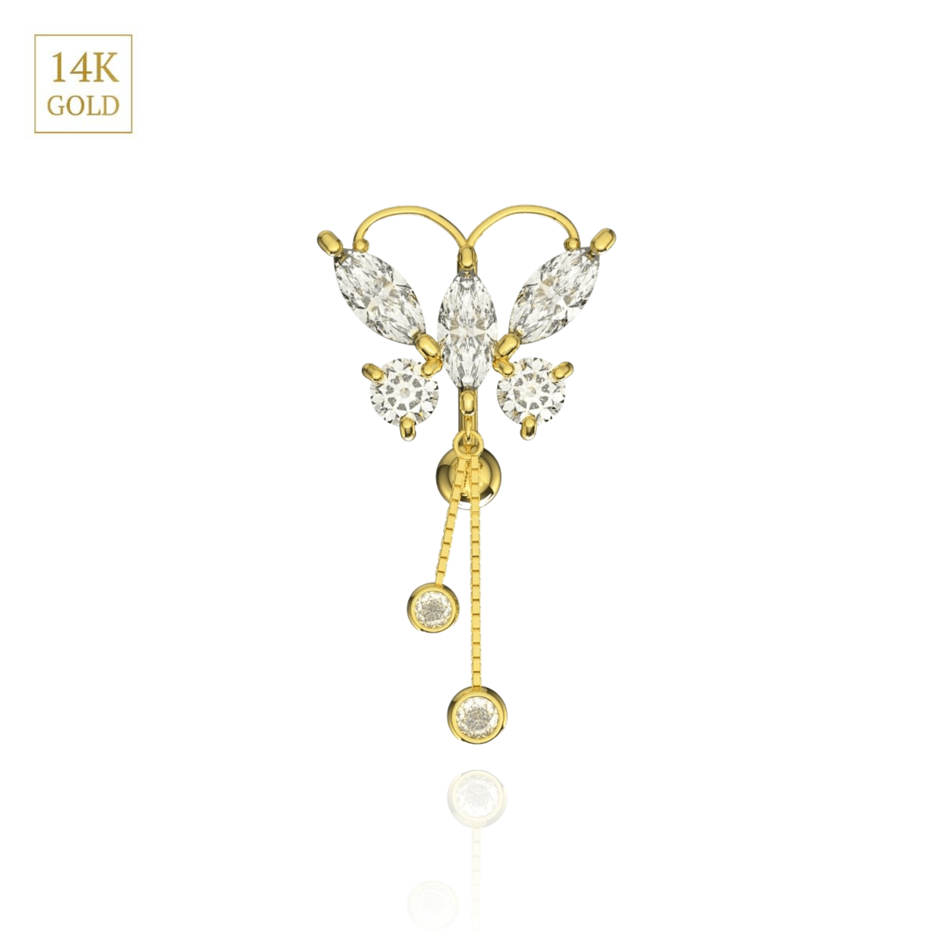 14K Gold Firefly Danglers Belly Ring