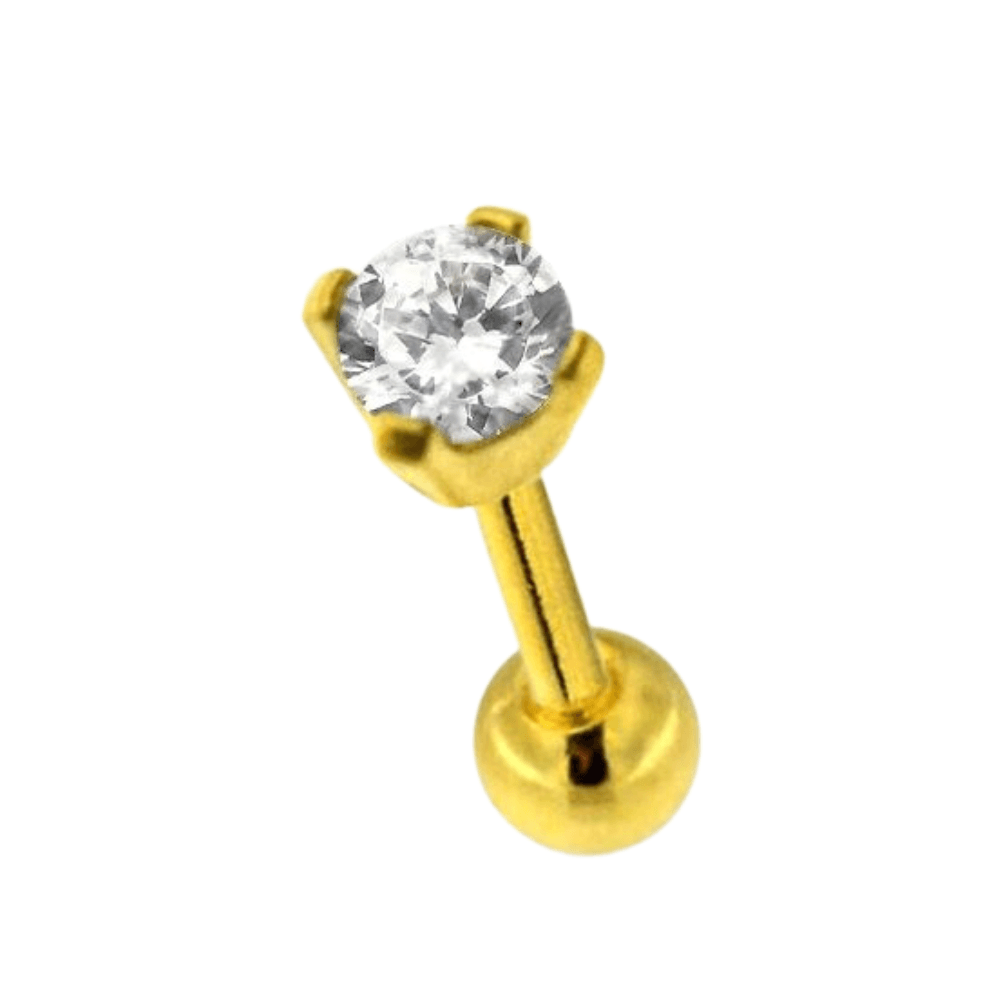 316L Surgical Steel Round Single Jewelled Cartilage Ear Stud