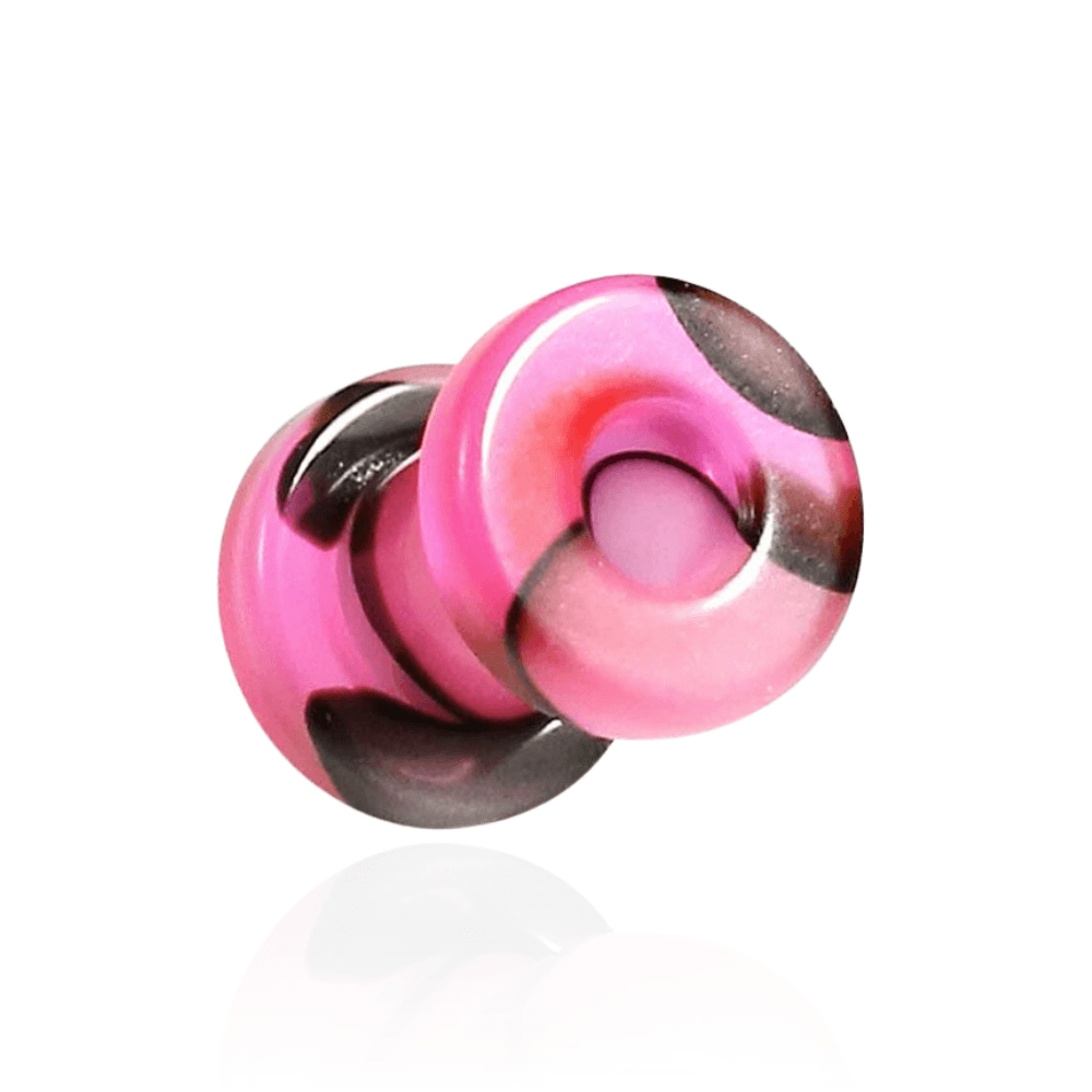 UV Pink & Black External Screw Fit Flesh Tunnel