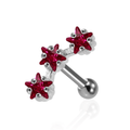 925 Sterling Silver Tri-Star Jewelled Cartilage Ear Stud