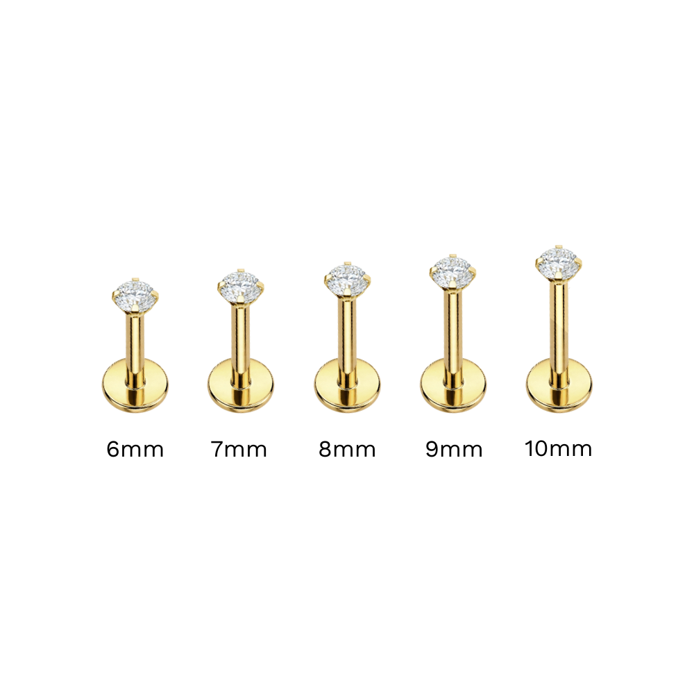 316L Surgical Steel Baguette CZ Fan Internally Threaded Flatback Stud