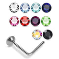 925 Sterling Silver 10pcs 2mm Glued Round CZ L-Bend Nose Stud Box