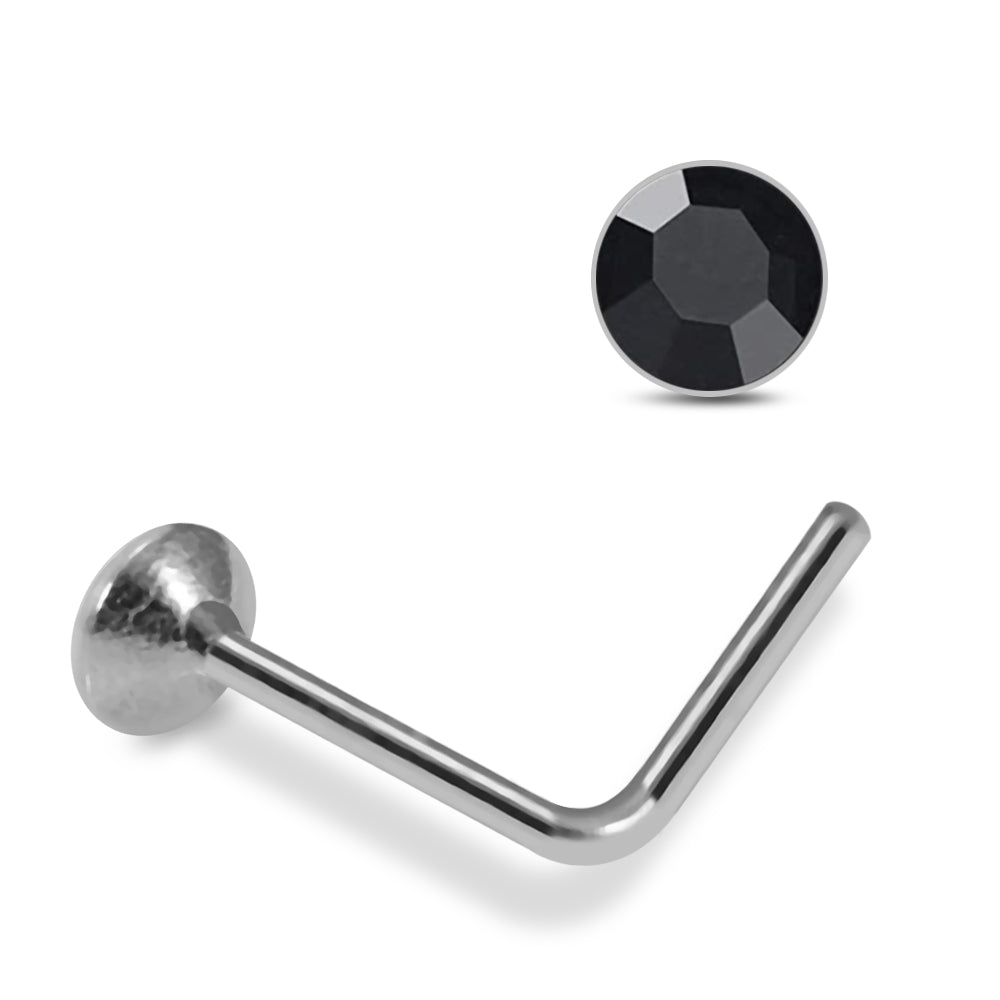 925 Sterling Silver 10pcs 2mm Glued Round CZ L-Bend Nose Stud Box