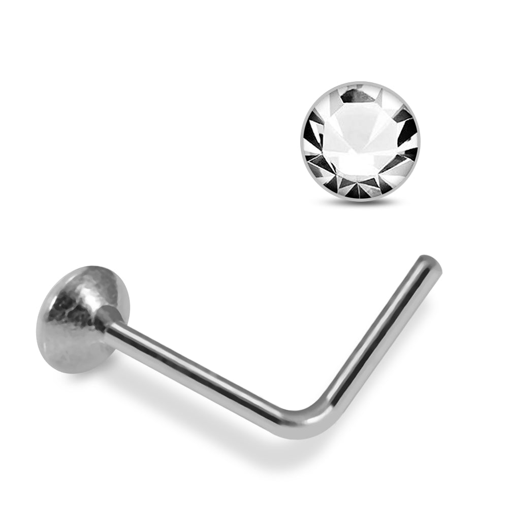 925 Sterling Silver 10pcs 2mm Glued Round CZ L-Bend Nose Stud Box