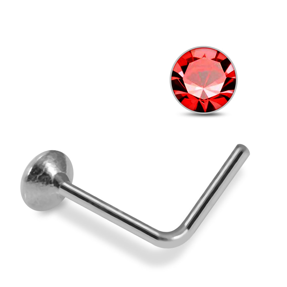 925 Sterling Silver 5pcs 2mm Glued Round CZ L-Bend Nose Stud Box