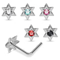 925 Sterling Silver 5pcs Jewelled Star L-Bend Nose Stud Box