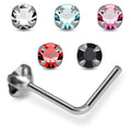 925 Sterling Silver 5pcs 2mm CZ Jewelled L-Bend Nose Stud Box