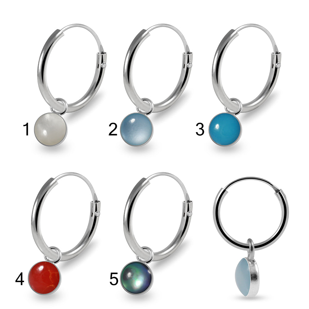 925 Sterling Silver Round Enamel Filled Fashion Earring