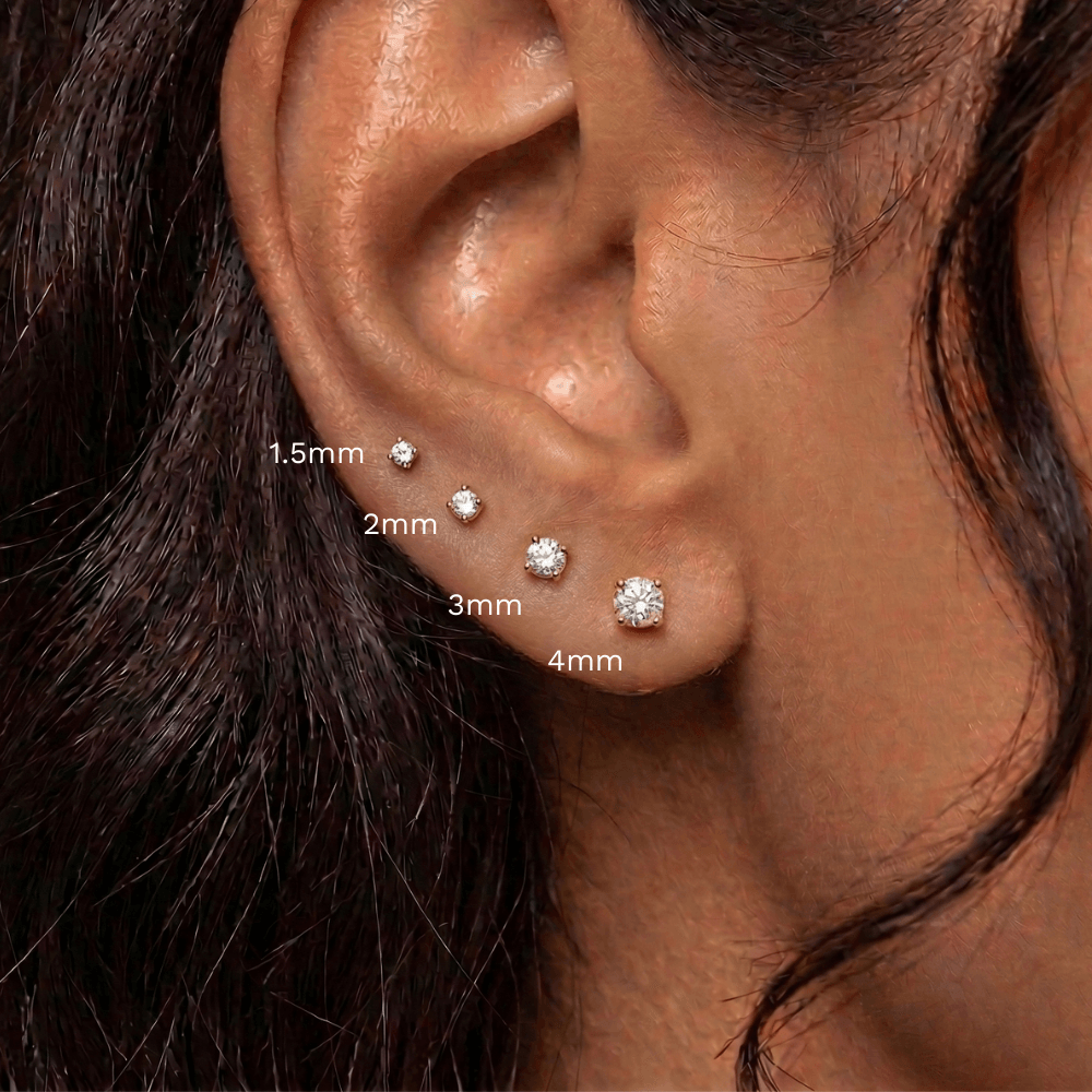 9K Gold Star Cut Cubic Zirconia Threadless Labret Pair