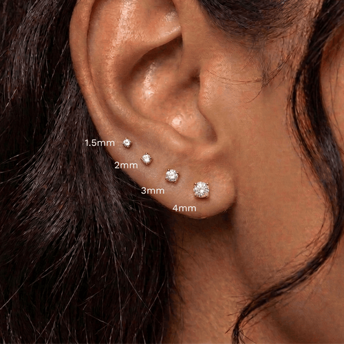 14K Gold Claw-Set Pink Lab Grown Diamond Threadless Flatback Pair