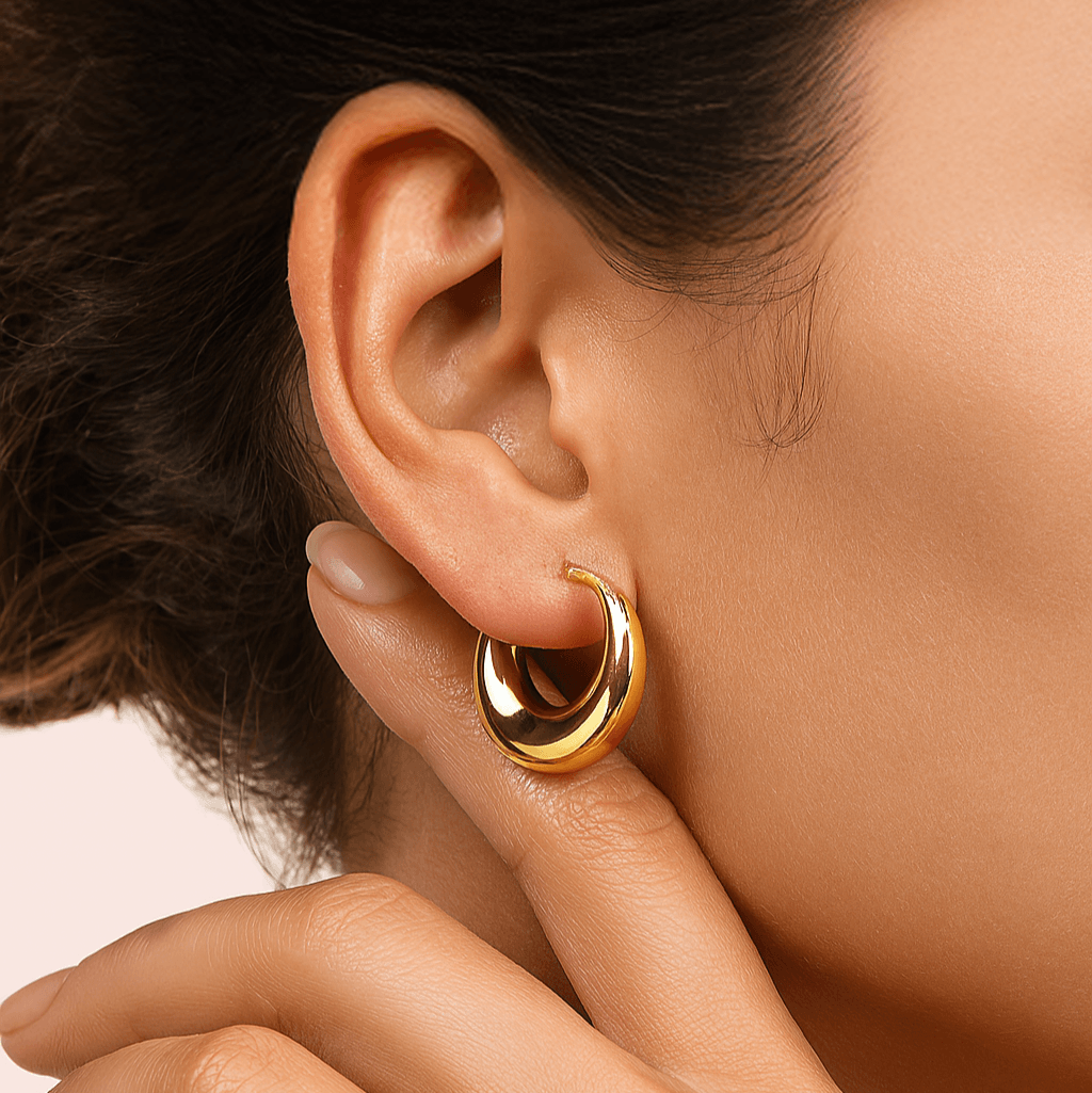 925 Sterling Silver Moon Style Hoop Earrings