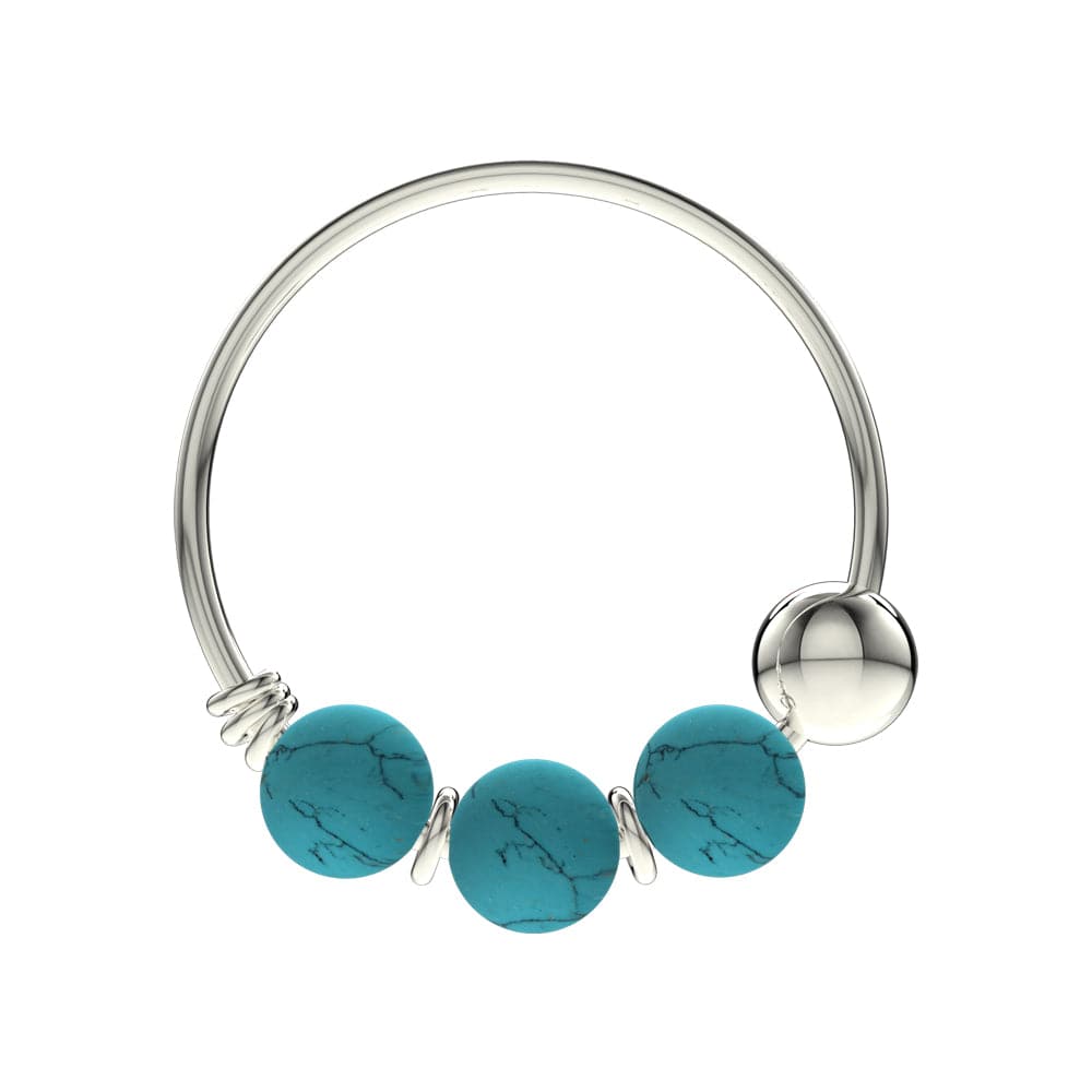 925 Sterling Silver Turquoise Bead Nose Hoop Ring