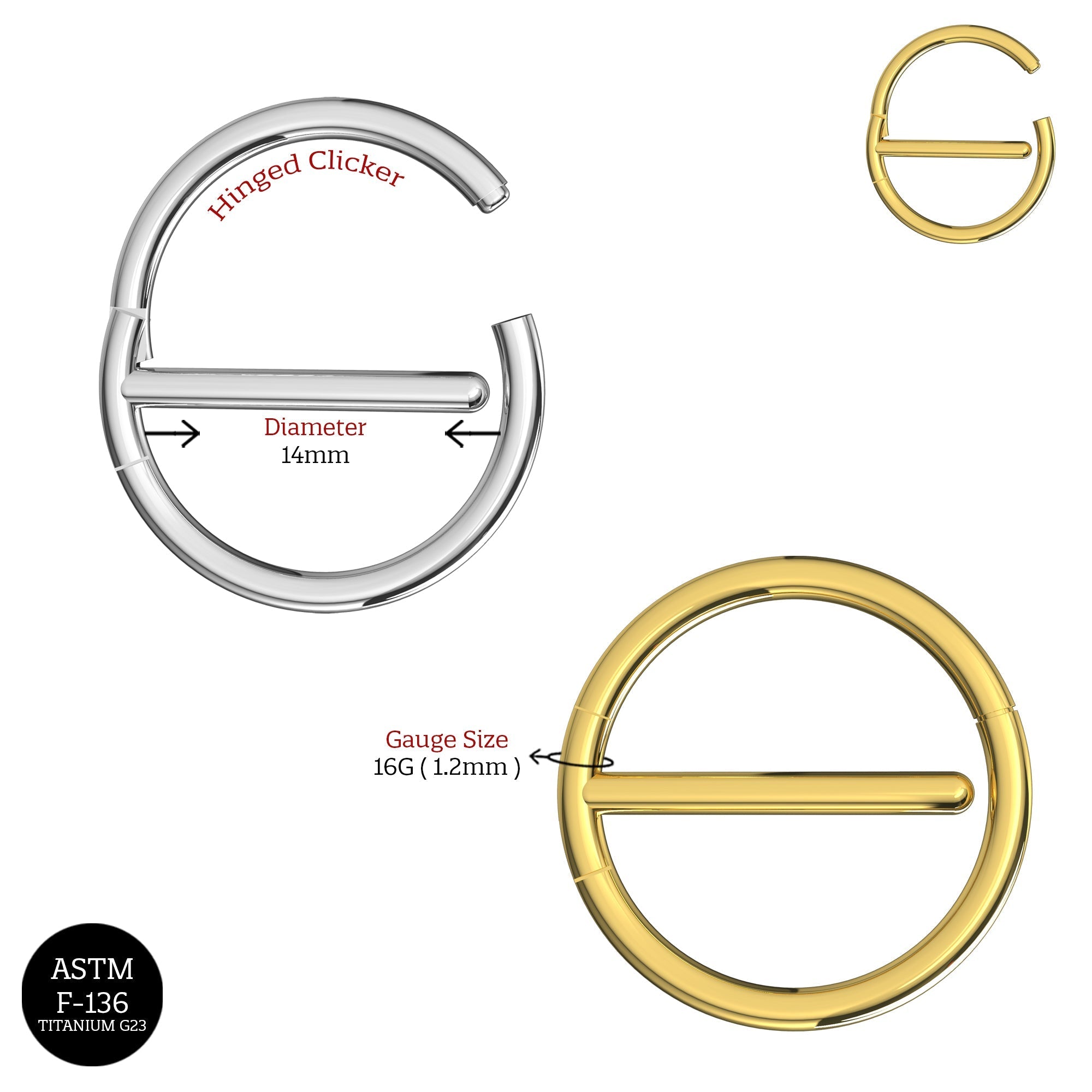 G23 Titanium Nipple Round Clicker Ring