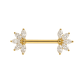 G23 Titanium Marquise CZ Jewelled Fan Threadless Push In Nipple Bar