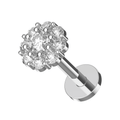 316L Surgical Steel CZ Jewelled Spring Flower Internally Threaded Flatback Stud
