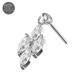 G23 Titanium 4 CZ Marquise Jewelled Hanging Threadless Pin Top