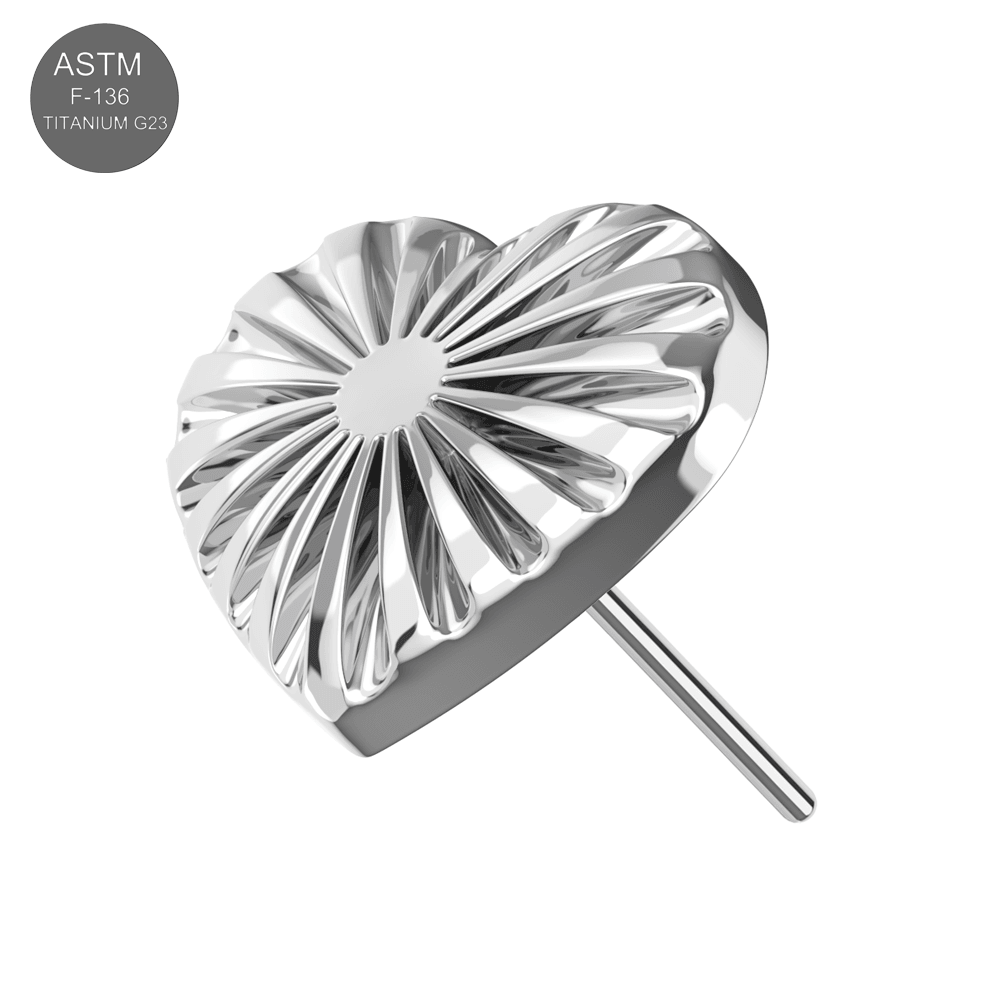 G23 Titanium Laser Heart Threadless Pin Top