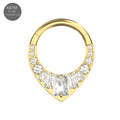 G23 Titanium Teardrop Cubic Zirconia Studded Flat Hinged Segment Clicker Ring