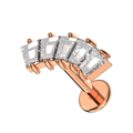 316L Surgical Steel Baguette CZ Jewelled Internally Threaded Flatback Stud