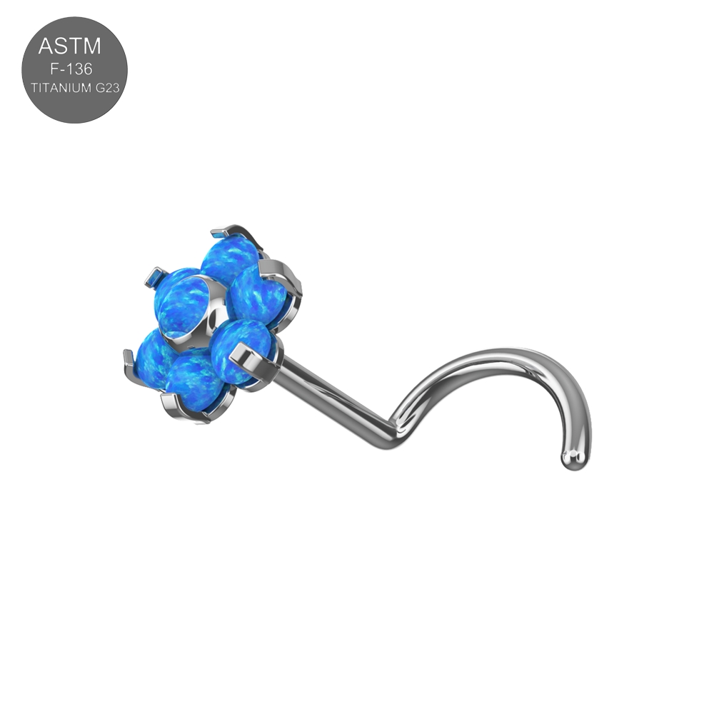 G23 Titanium Opal Flower Threadless Nose Screw