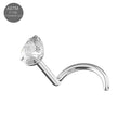 G23 Titanium Teardrop CZ Jewelled Threadless Nose Screw