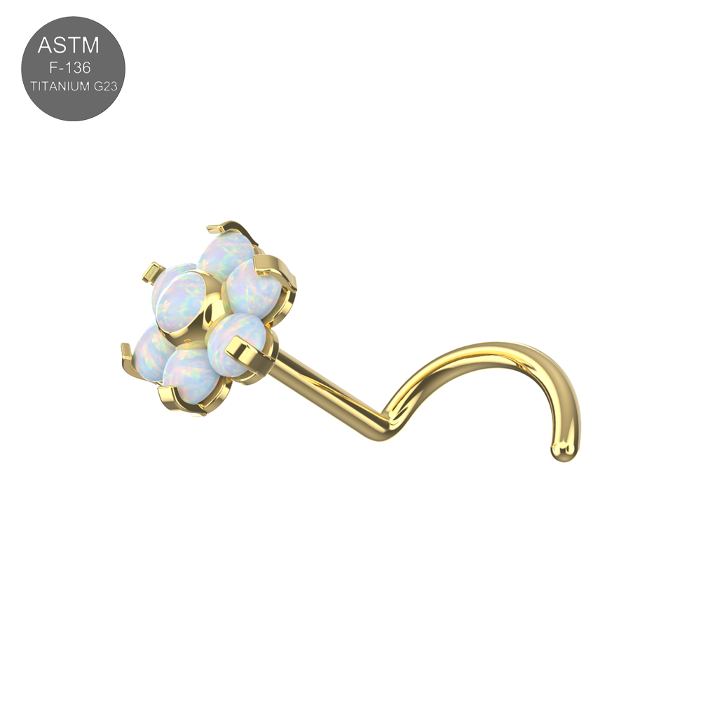 G23 Titanium Opal Flower Threadless Nose Screw