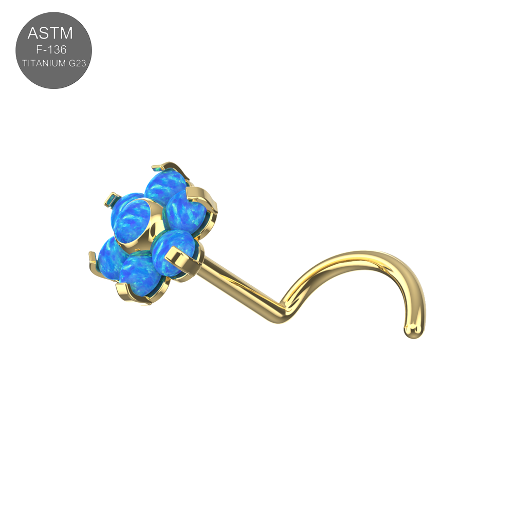 G23 Titanium Opal Flower Threadless Nose Screw