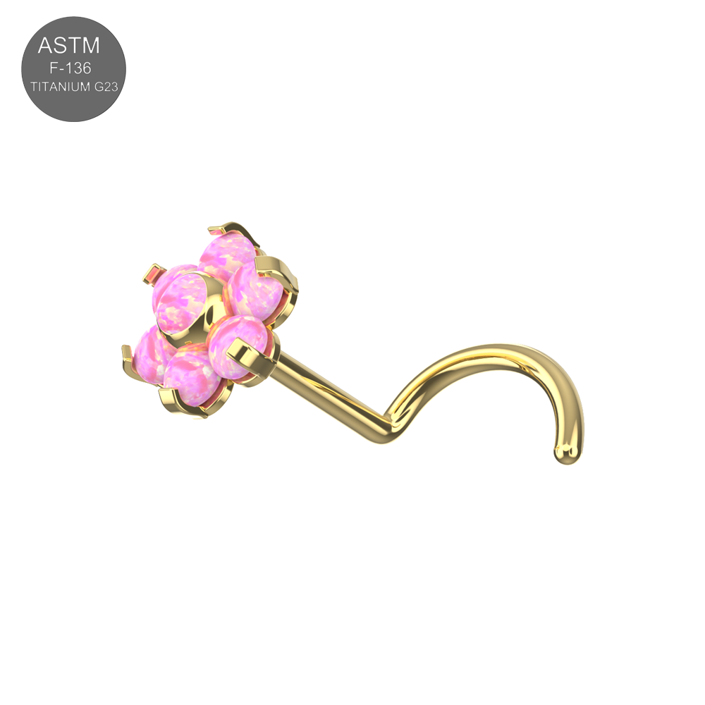 G23 Titanium Opal Flower Threadless Nose Screw
