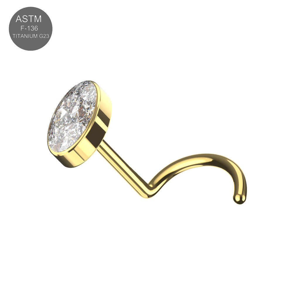 G23 Titanium Oval CZ Jewelled Threadless Nose Screw
