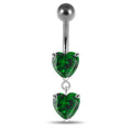 925 Sterling Silver Moving Jewelled Red Heart Belly Button Ring