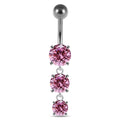 925 Sterling Silver Moving Jewelled Charms dangling SS Bar Navel Ring
