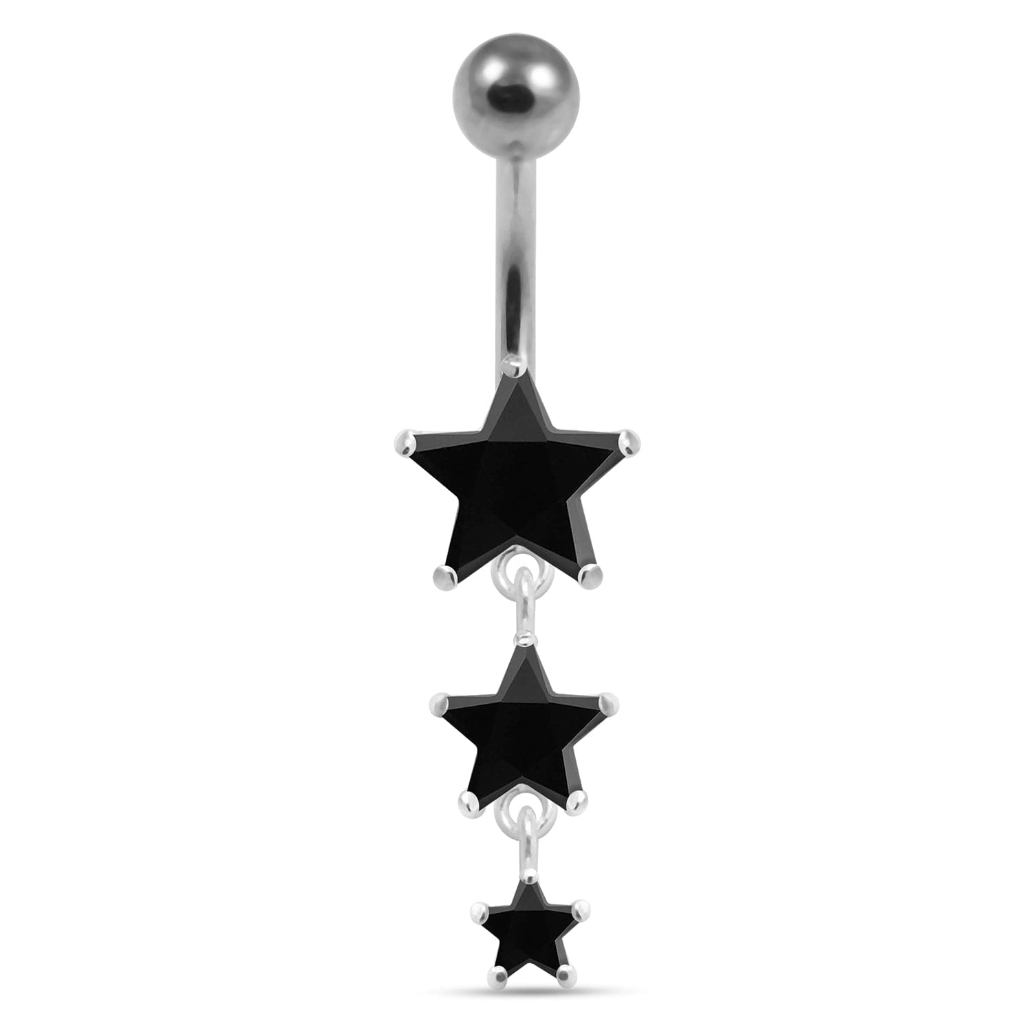 925 Sterling Silver Moving Jewelled Star in a Belly Ring