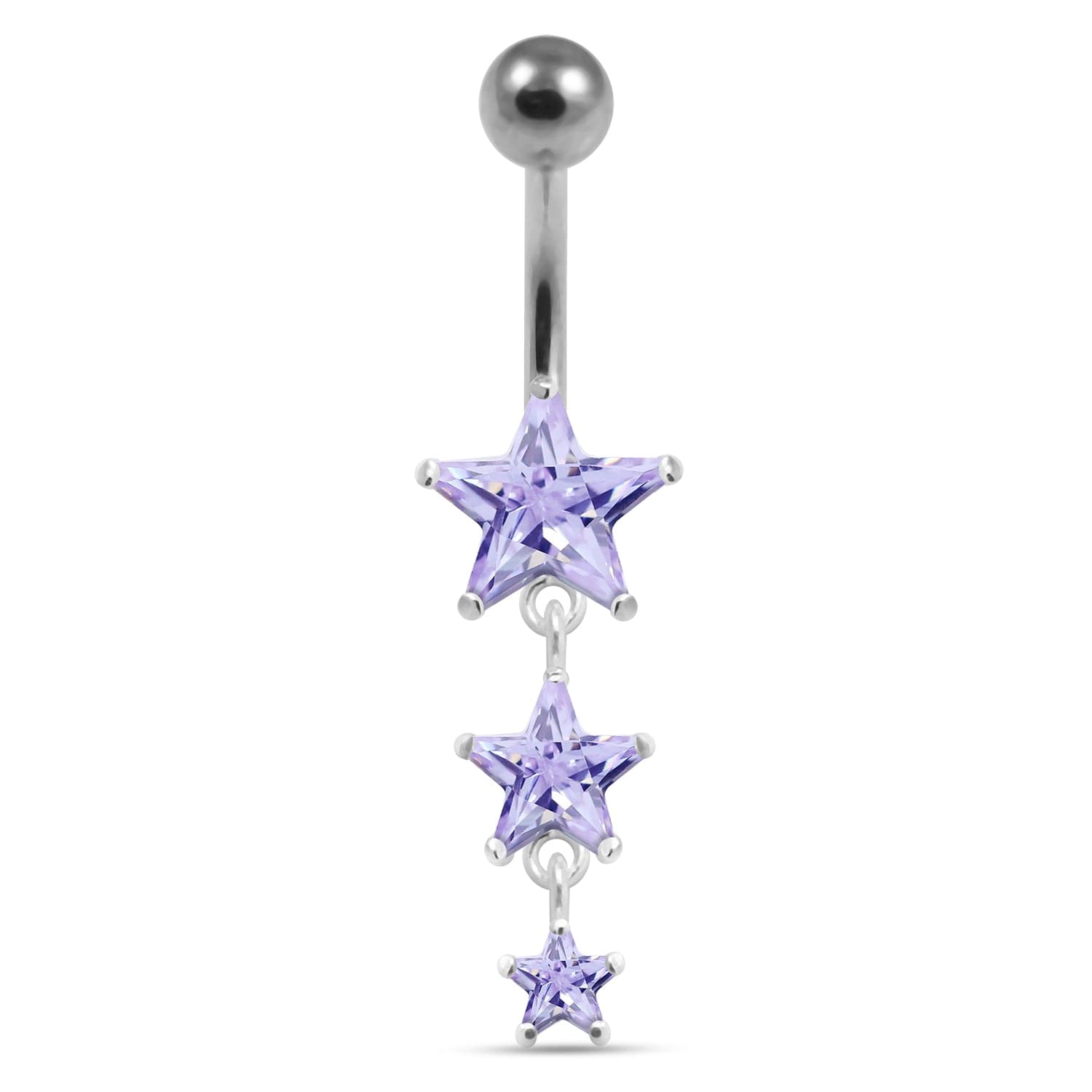 925 Sterling Silver Moving Jewelled Star in a Belly Ring