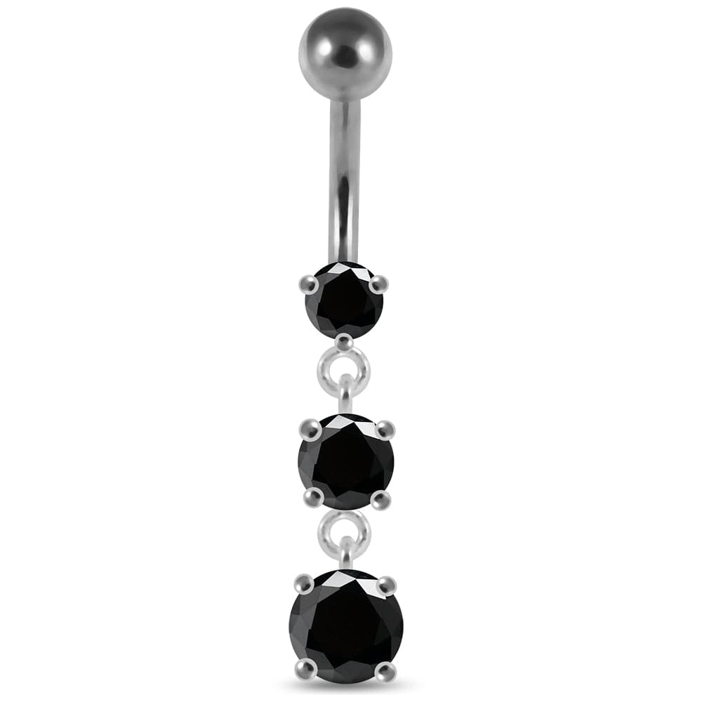 925 Sterling Silver Moving Jewelled Charms Belly Ring