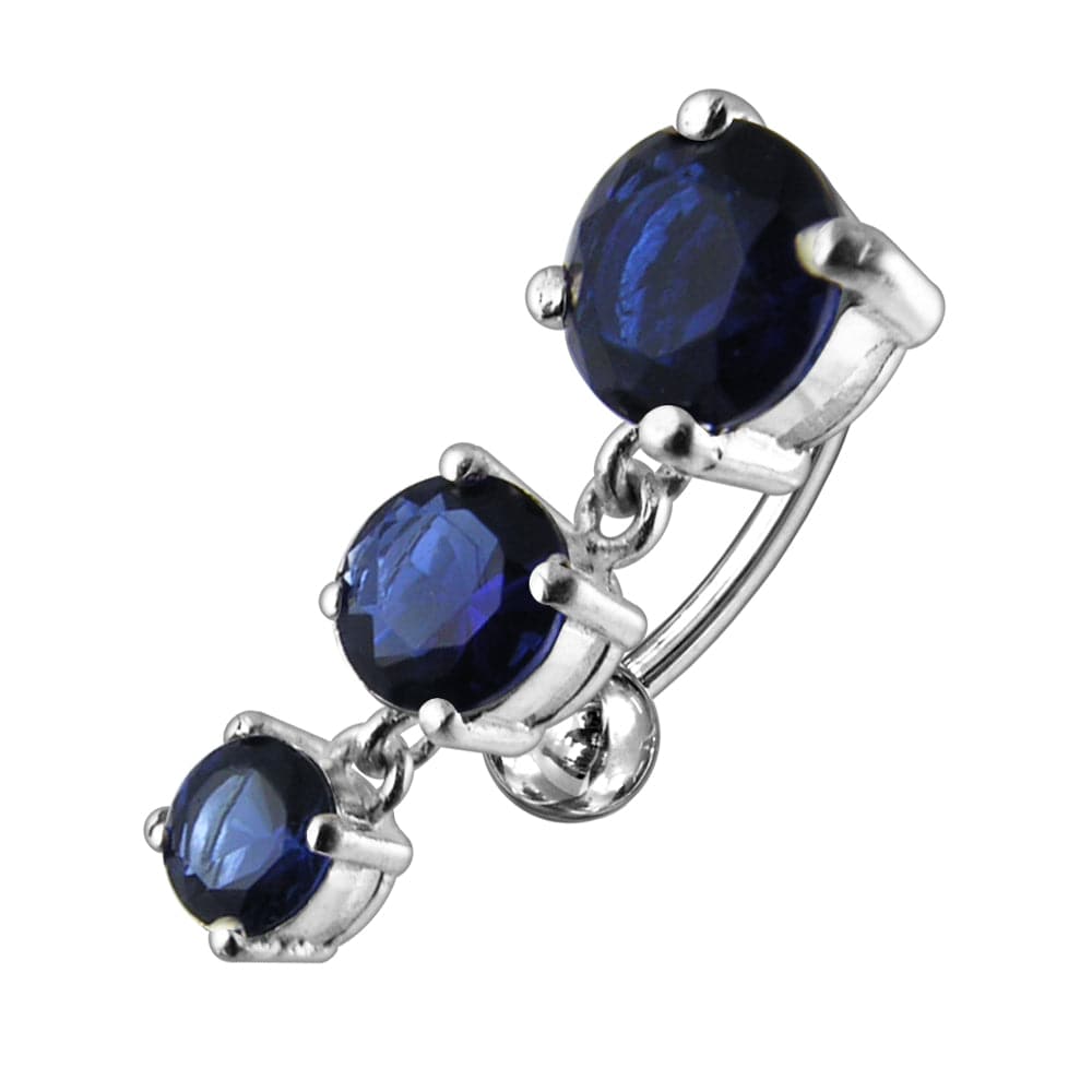 925 Sterling Silver Moving Jewelled Charms Navel Belly Button Ring