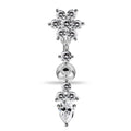 925 Sterling Silver Flower Moving Jeweled Belly Ring