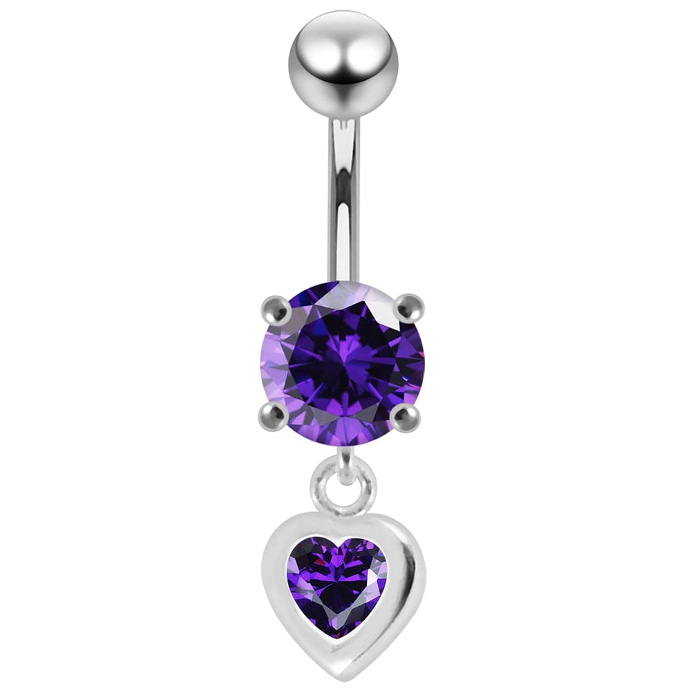 925 Sterling Silver Moving Jewelled Belly Ring