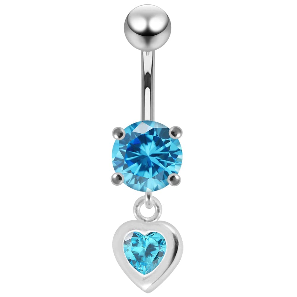 925 Sterling Silver Moving Jewelled Belly Ring