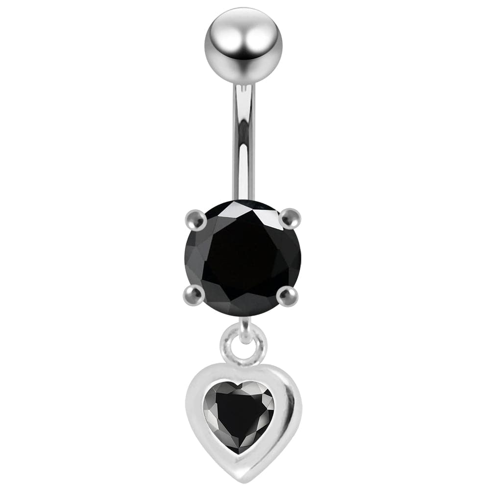 925 Sterling Silver Moving Jewelled Belly Ring