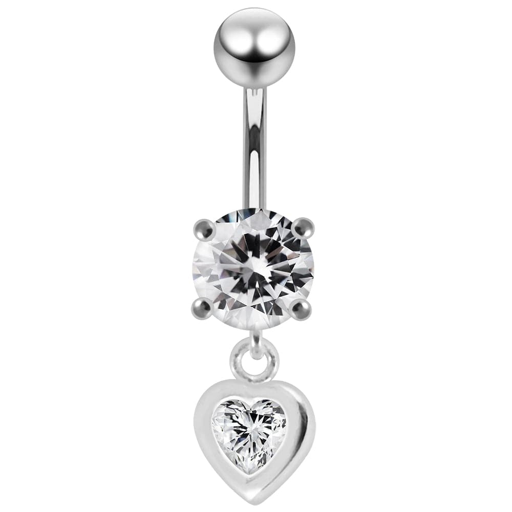 925 Sterling Silver Moving Jewelled Belly Ring