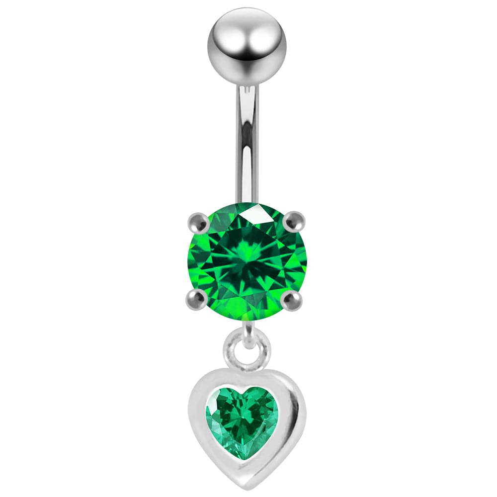 925 Sterling Silver Moving Jewelled Belly Ring