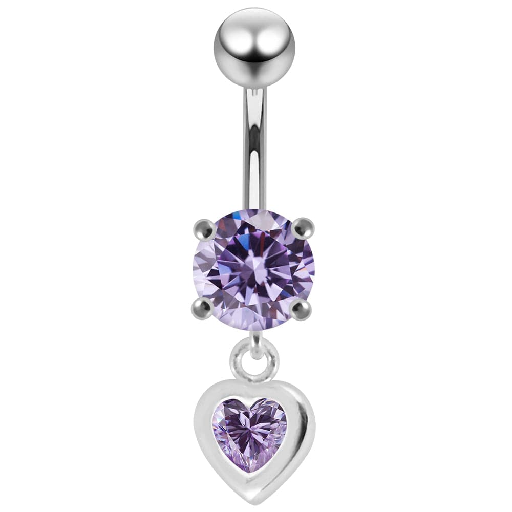 925 Sterling Silver Moving Jewelled Belly Ring