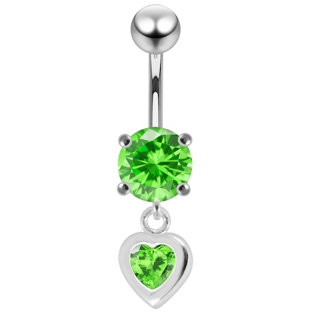 925 Sterling Silver Moving Jewelled Belly Ring