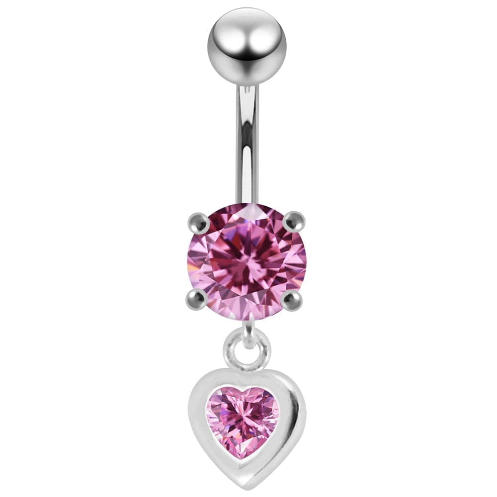 925 Sterling Silver Moving Jewelled Belly Ring