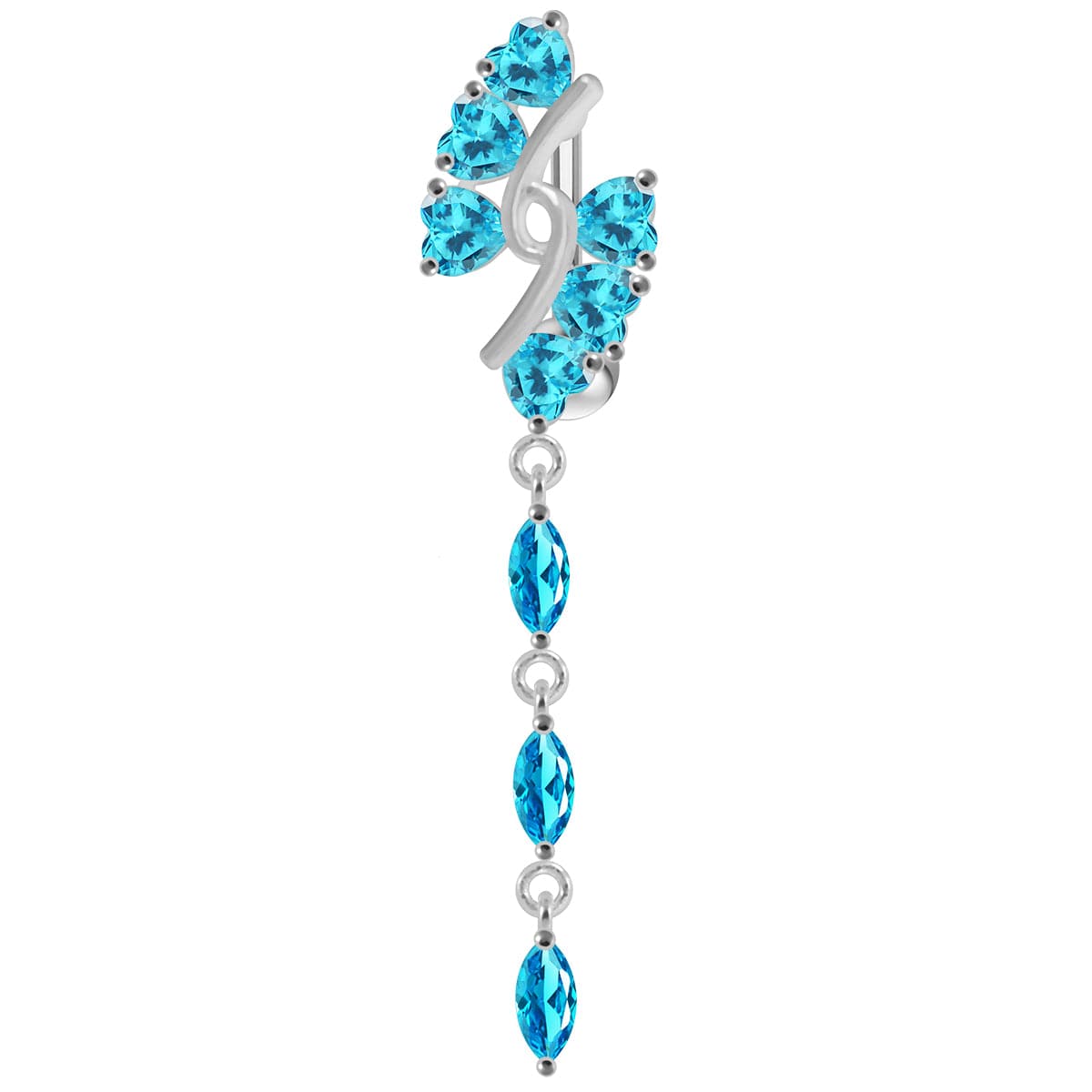 925 Sterling Silver Fancy Reserved Moving Jewelled Banana Navel Ring