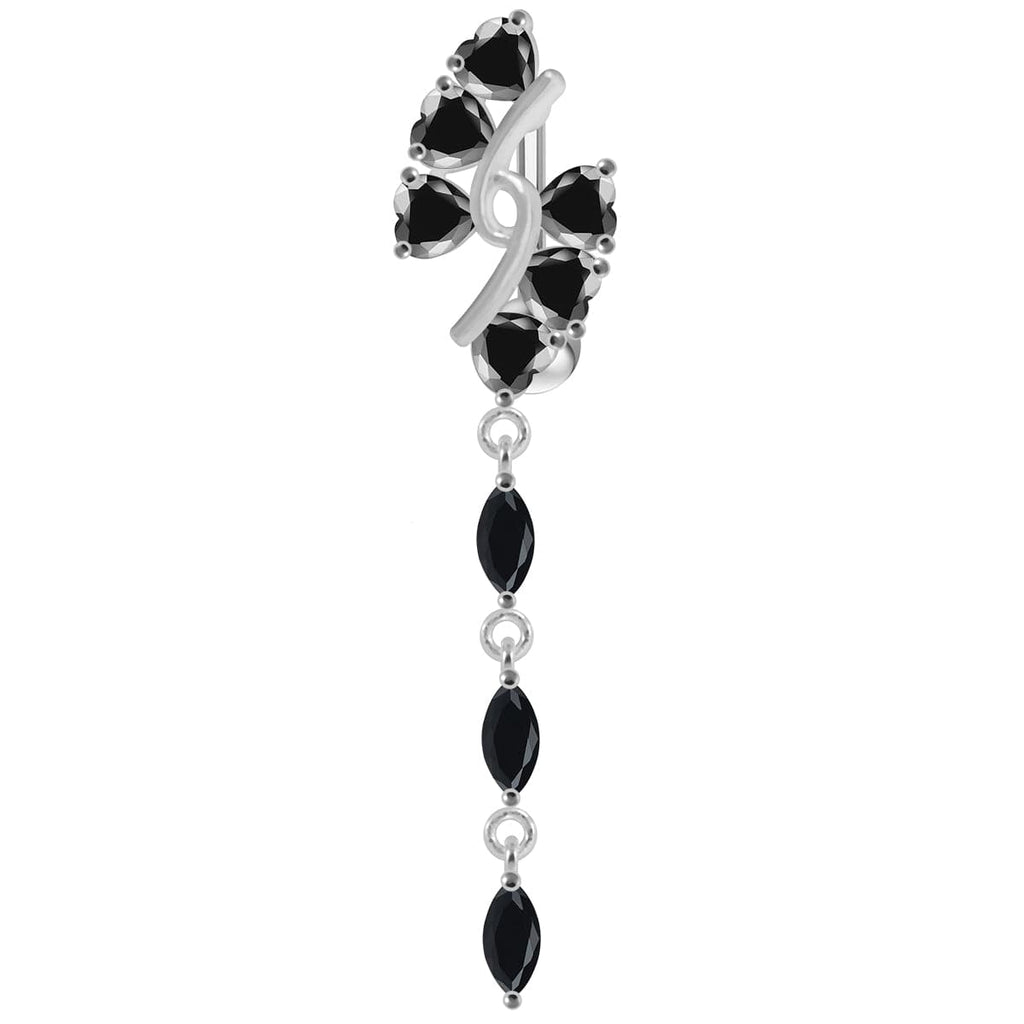 925 Sterling Silver Fancy Reserved Moving Jewelled Banana Navel Ring