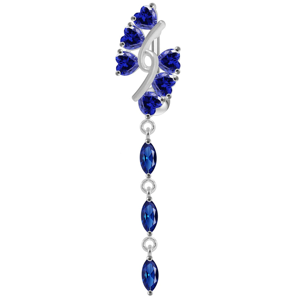 925 Sterling Silver Fancy Reserved Moving Jewelled Banana Navel Ring