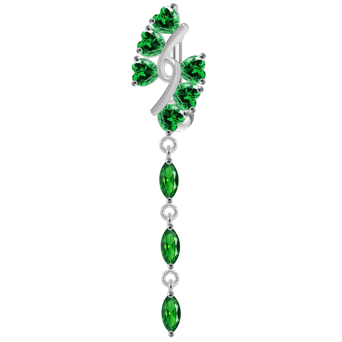 925 Sterling Silver Fancy Reserved Moving Jewelled Banana Navel Ring