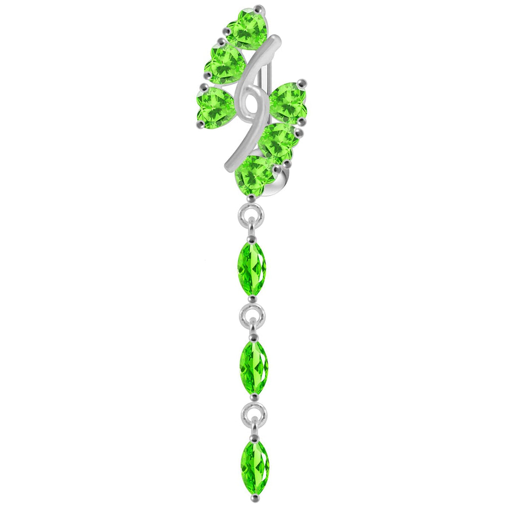 925 Sterling Silver Fancy Reserved Moving Jewelled Banana Navel Ring