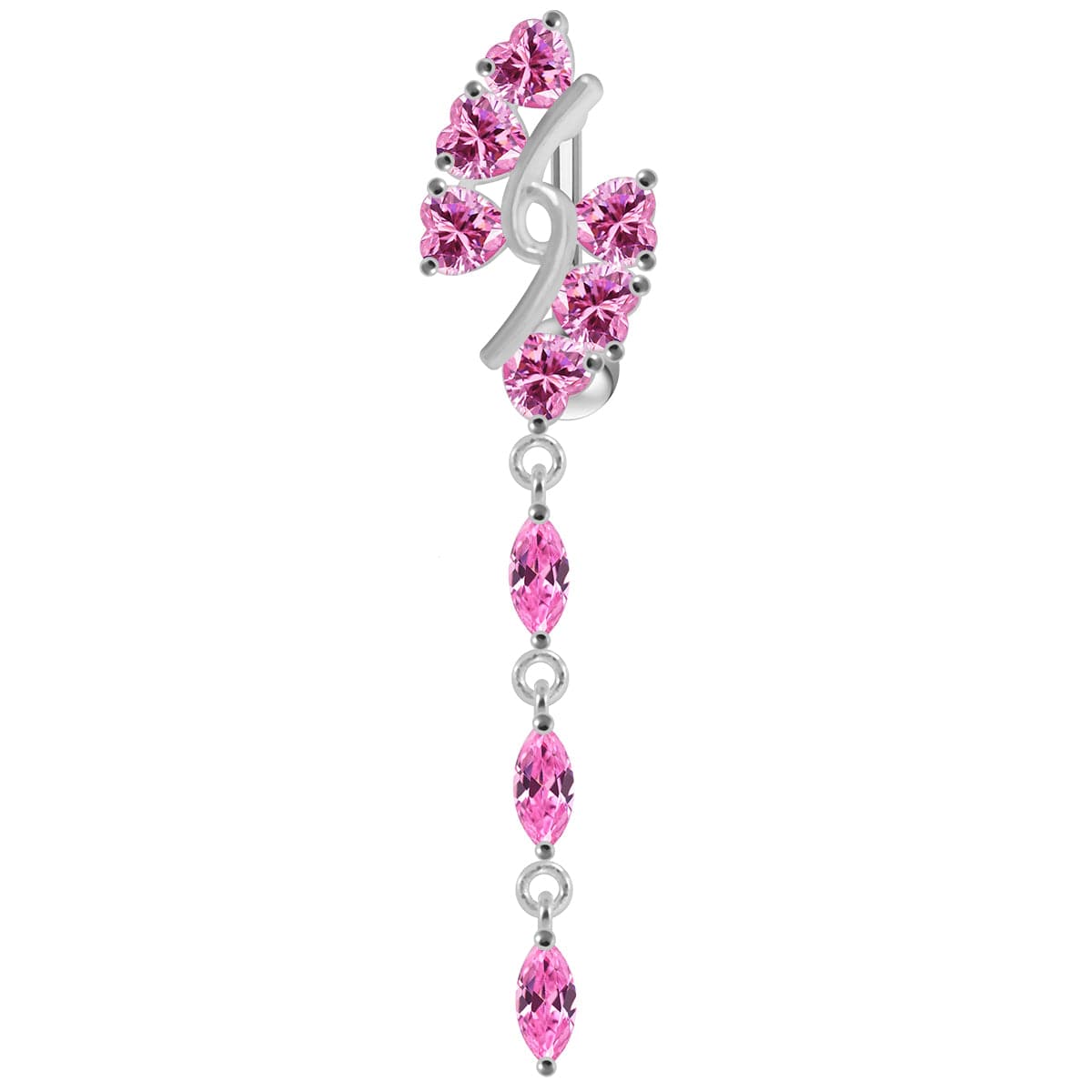 925 Sterling Silver Fancy Reserved Moving Jewelled Banana Navel Ring